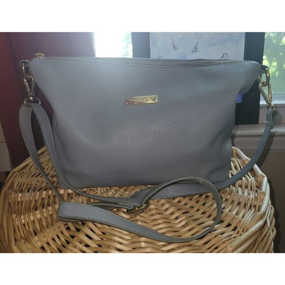 Handbag BEBE Crossbody Bag Baby Blue Faux Leather 12x10" Long Strap Boho Summer - Picture 1 of 10